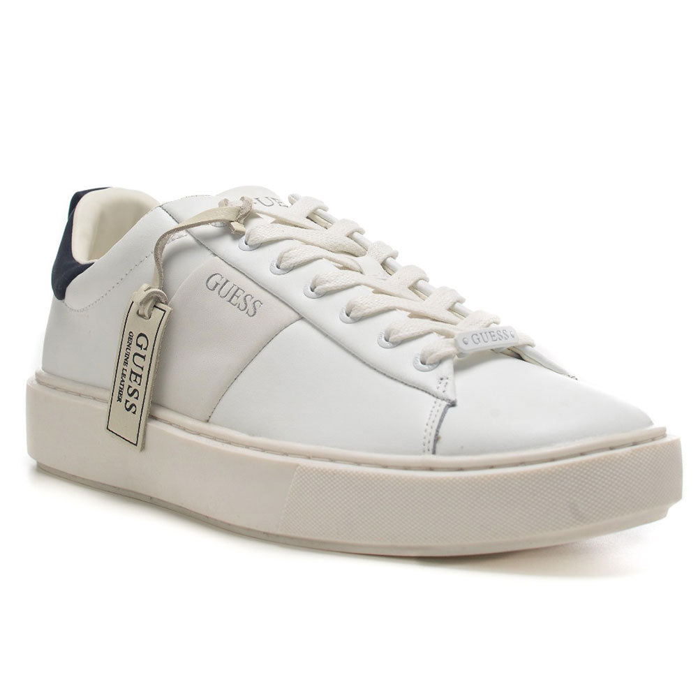 Scarpe Uomo GUESS Sneakers in Pelle Colore Bianco e  Blu Linea Vice