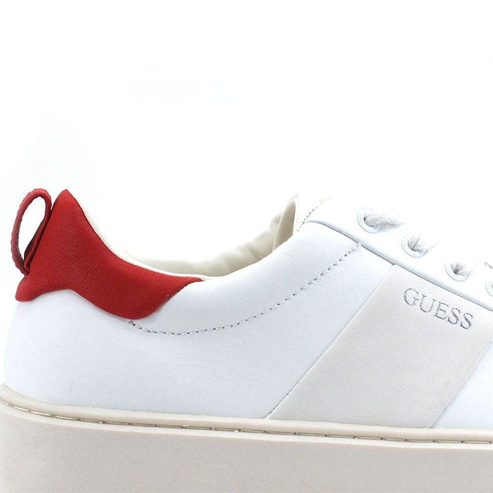 Scarpe Uomo GUESS Sneakers in Pelle Colore Bianco e Rosso Linea Vice