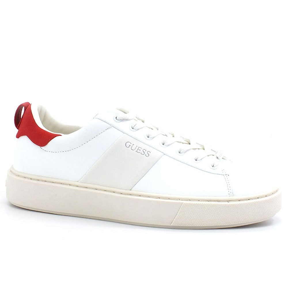 Scarpe Uomo GUESS Sneakers in Pelle Colore Bianco e Rosso Linea Vice