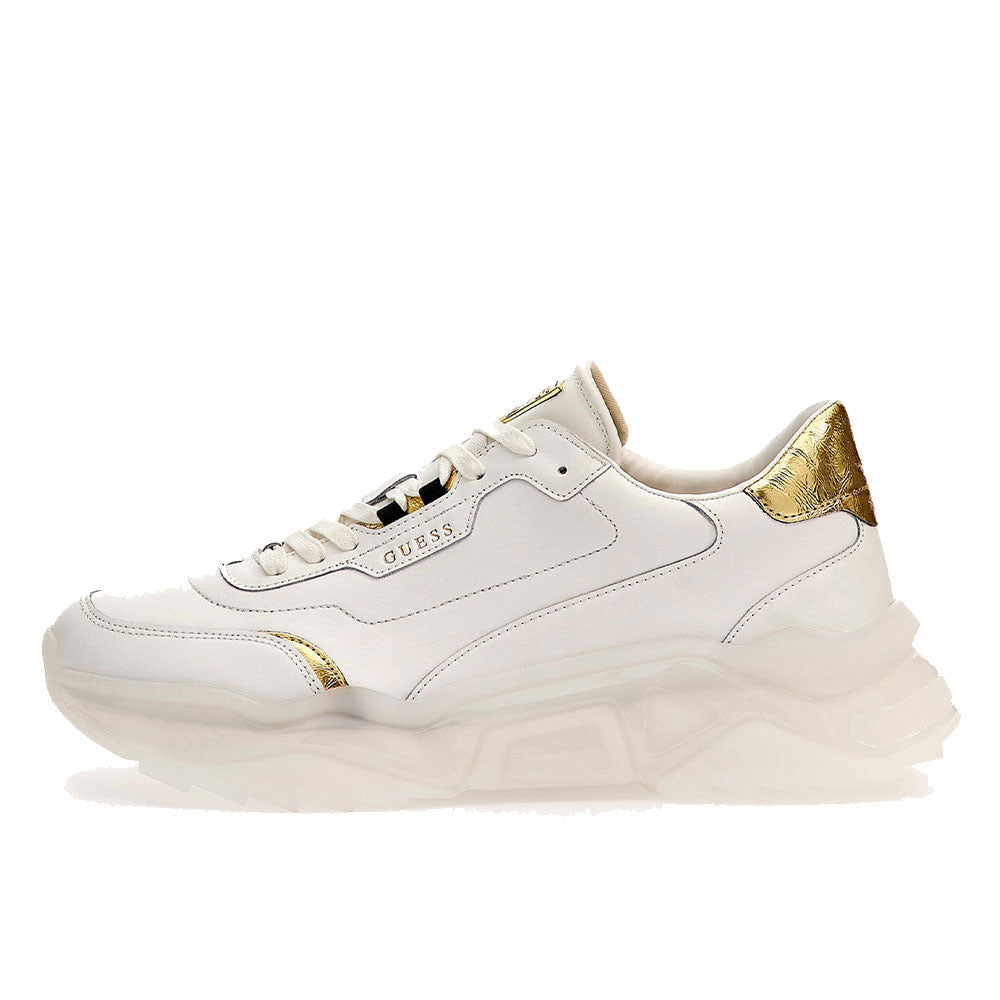 Scarpe Uomo GUESS Sneakers in Pelle Linea Massa Colore White - Gold