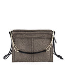 BORBONESE Damen-Umhängetasche und Schultergurt Tender Medium aus Jet Op-Stoff, Natur und Schwarz