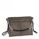 BORBONESE Damen-Umhängetasche und Schultergurt Tender Medium aus Jet Op-Stoff, Natur und Schwarz