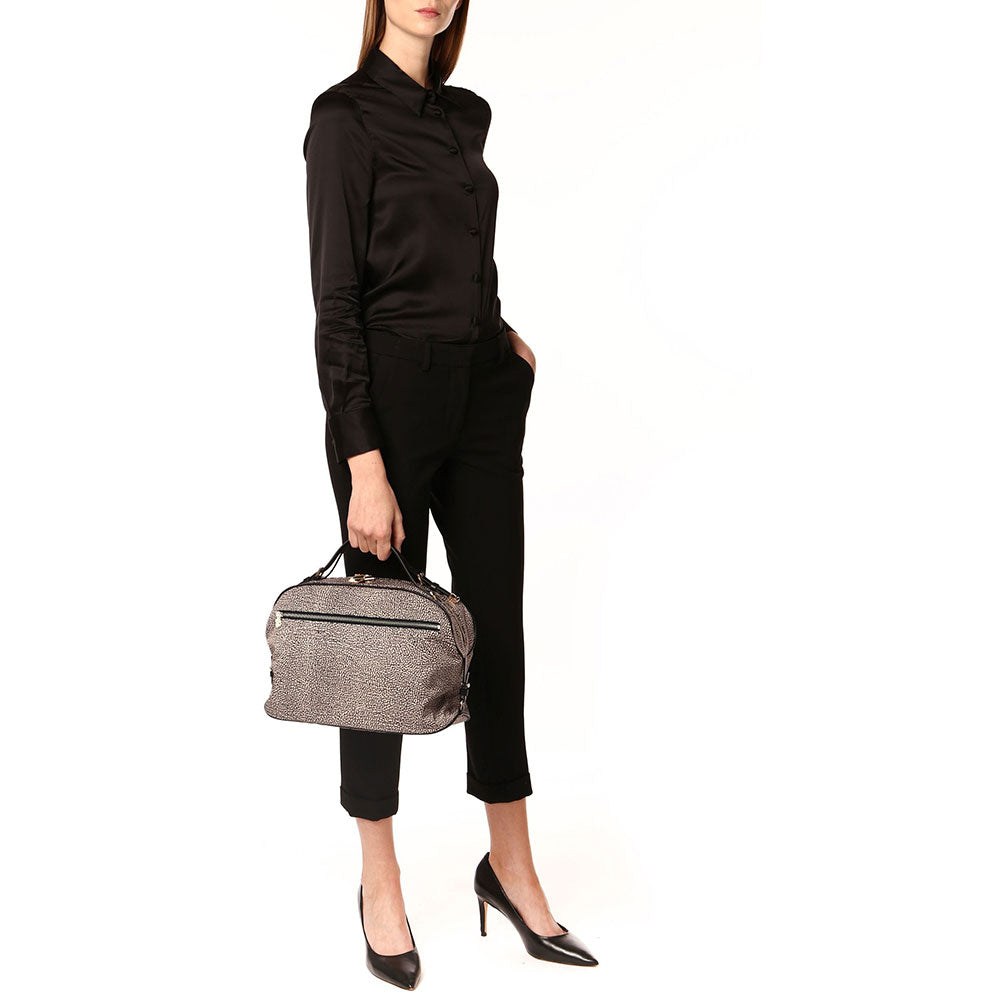 Borsa Donna a Mano BORBONESE linea Sexy Bag in Tessuto Op Colore Natural Black