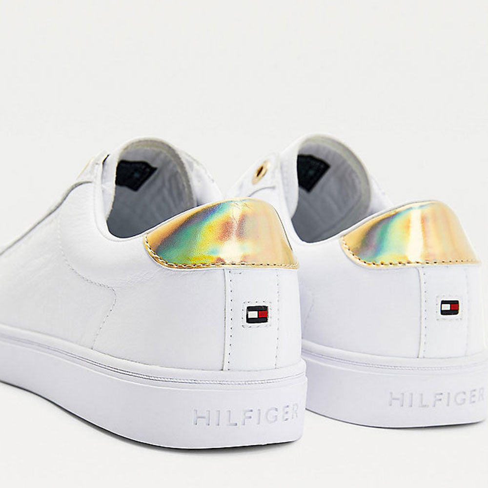 Scarpe Donna TOMMY HILFIGER Sneakers Slip On Iconiche in Pelle Bianca