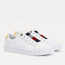Scarpe Donna TOMMY HILFIGER Sneakers Slip On Iconiche in Pelle Bianca