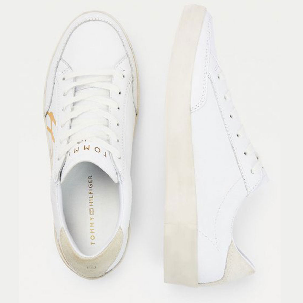 Scarpe Donna TOMMY HILFIGER Sneakers in Pelle Bianca con Logo