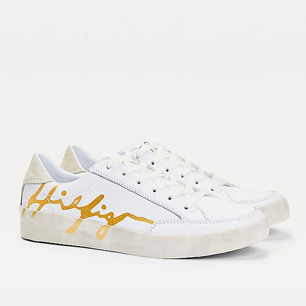 Scarpe Donna TOMMY HILFIGER Sneakers in Pelle Bianca con