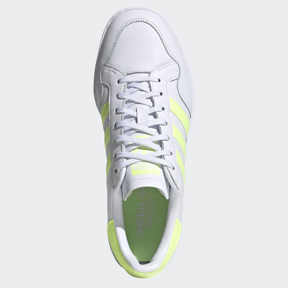 Scarpe Donna ADIDAS Sneakers linea Team Court W in Pelle colore Bianco e Giallo Fluo