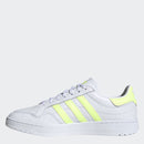 Scarpe Donna ADIDAS Sneakers linea Team Court W in Pelle colore Bianco e Giallo Fluo