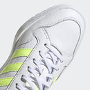 Scarpe Donna ADIDAS Sneakers linea Team Court W in Pelle colore Bianco e Giallo Fluo