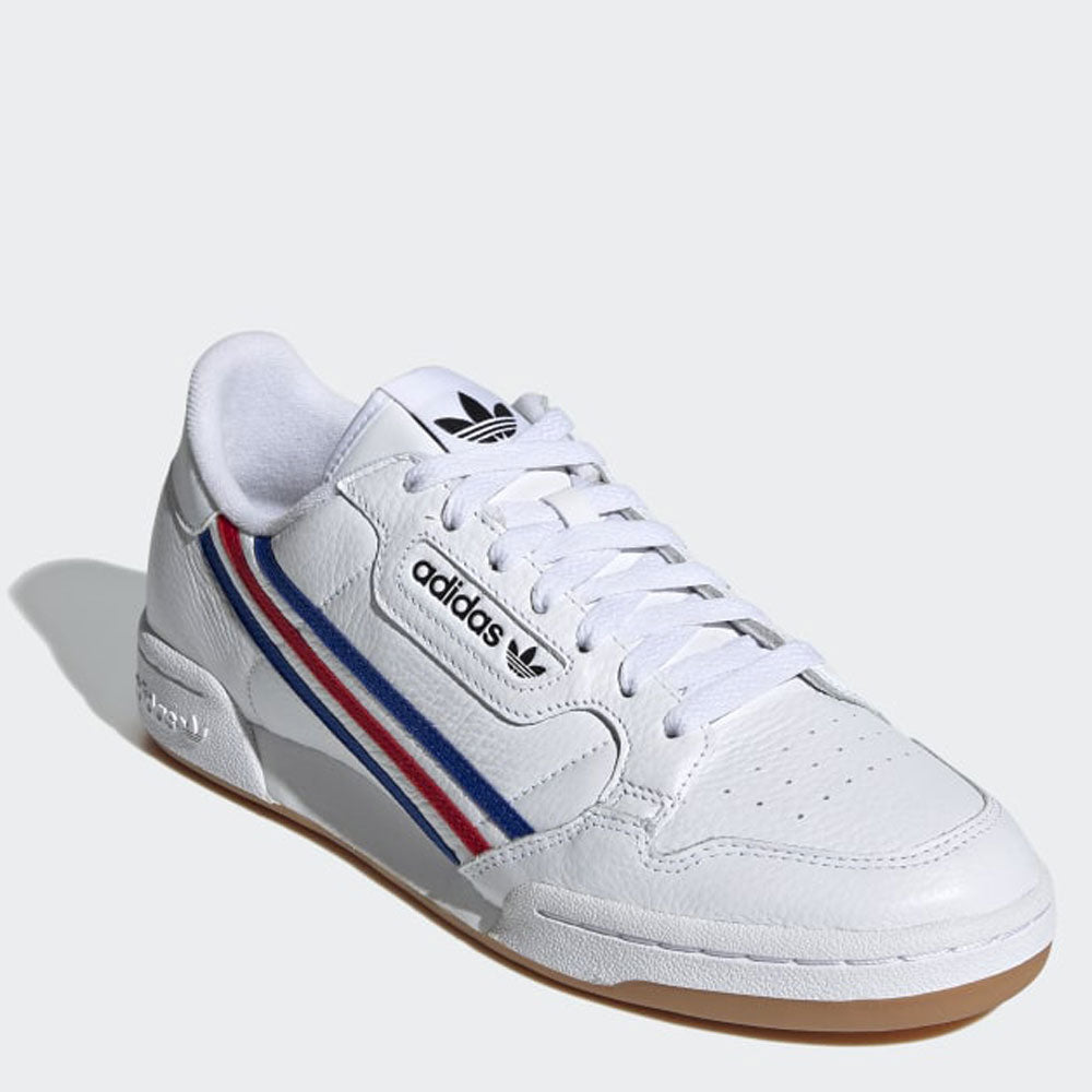Scarpe Uomo ADIDAS Sneakers linea Continental 80 in Pelle Bianco Royal Blue e Rosso