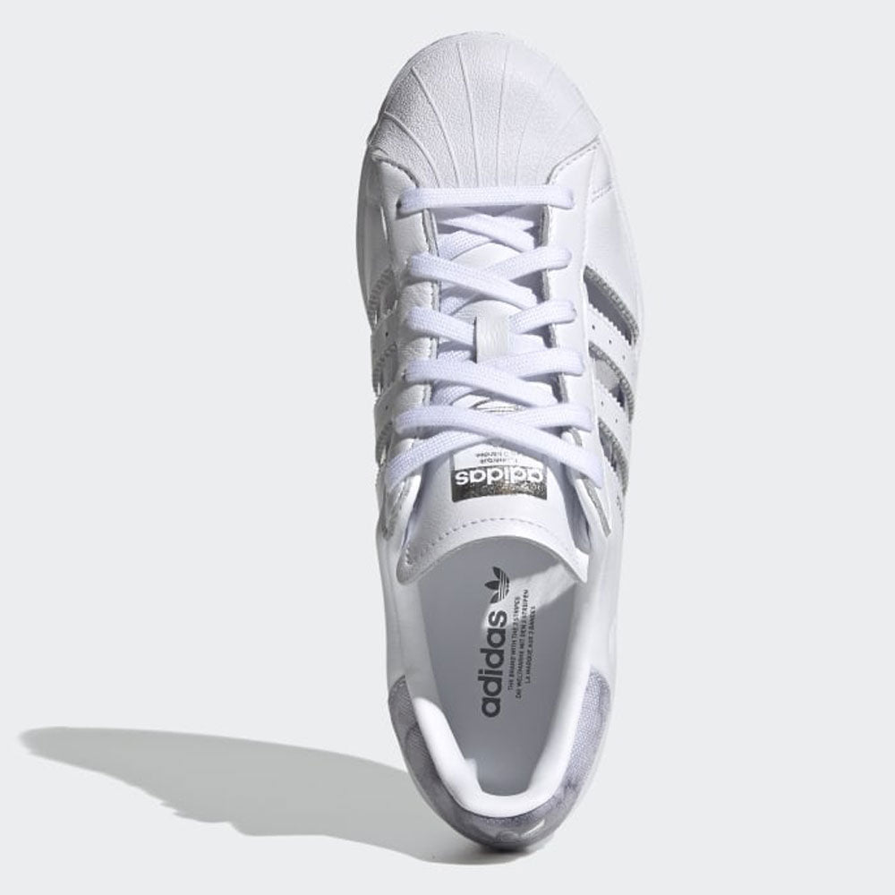 Scarpe Donna ADIDAS Sneakers linea Superstar W in Pelle Bianco e Grigio
