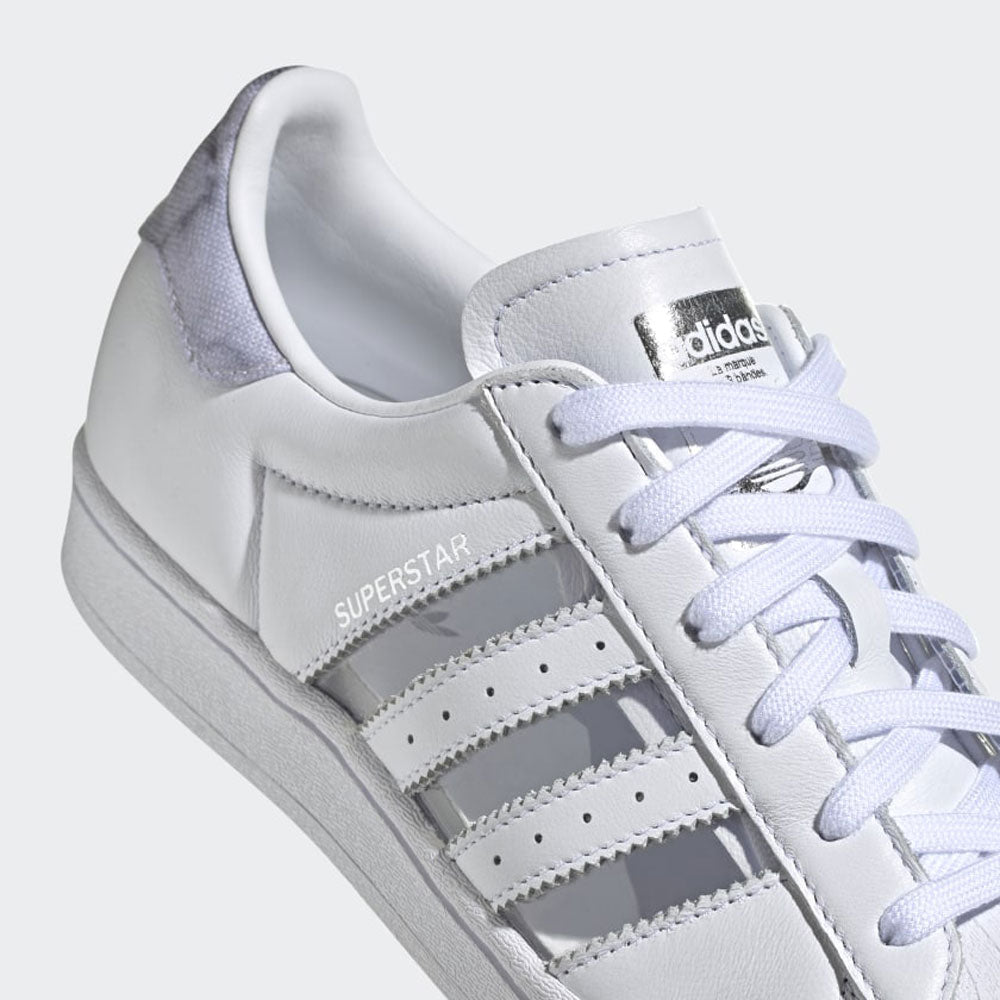 Scarpe Donna ADIDAS Sneakers linea Superstar W in Pelle Bianco e Grigio a sconto Cuoieriashop