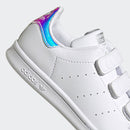 Scarpe Bambino ADIDAS Sneakers linea Stan Smith CF C colore Bianco e Argento Metallizzato