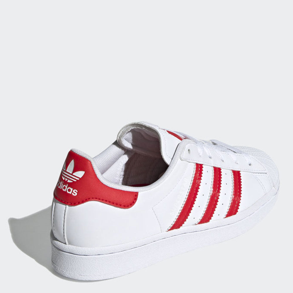 Scarpe Donna ADIDAS Sneakers linea Superstar J colore Bianco e Rosso a sconto Cuoieriashop