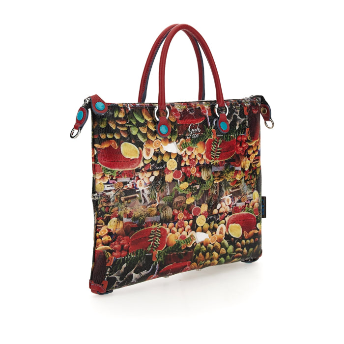 GABS G3 PLUS Wandelbare Damenhandtasche mit Schultergurt aus bedrucktem Fruti Passion Large-Leder
