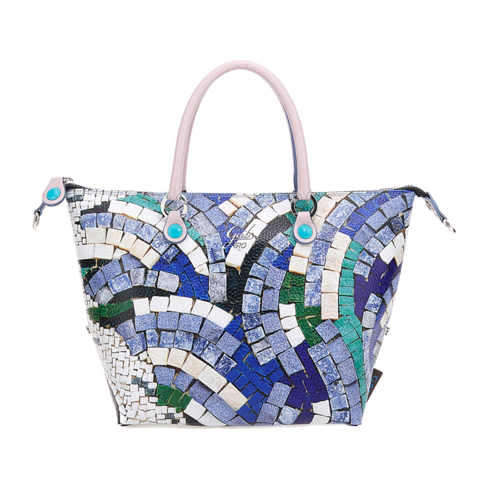 GABS G3 PLUS Wandelbare Damenhandtasche mit Schultergurt aus Leder mit großem Mosaik-Print