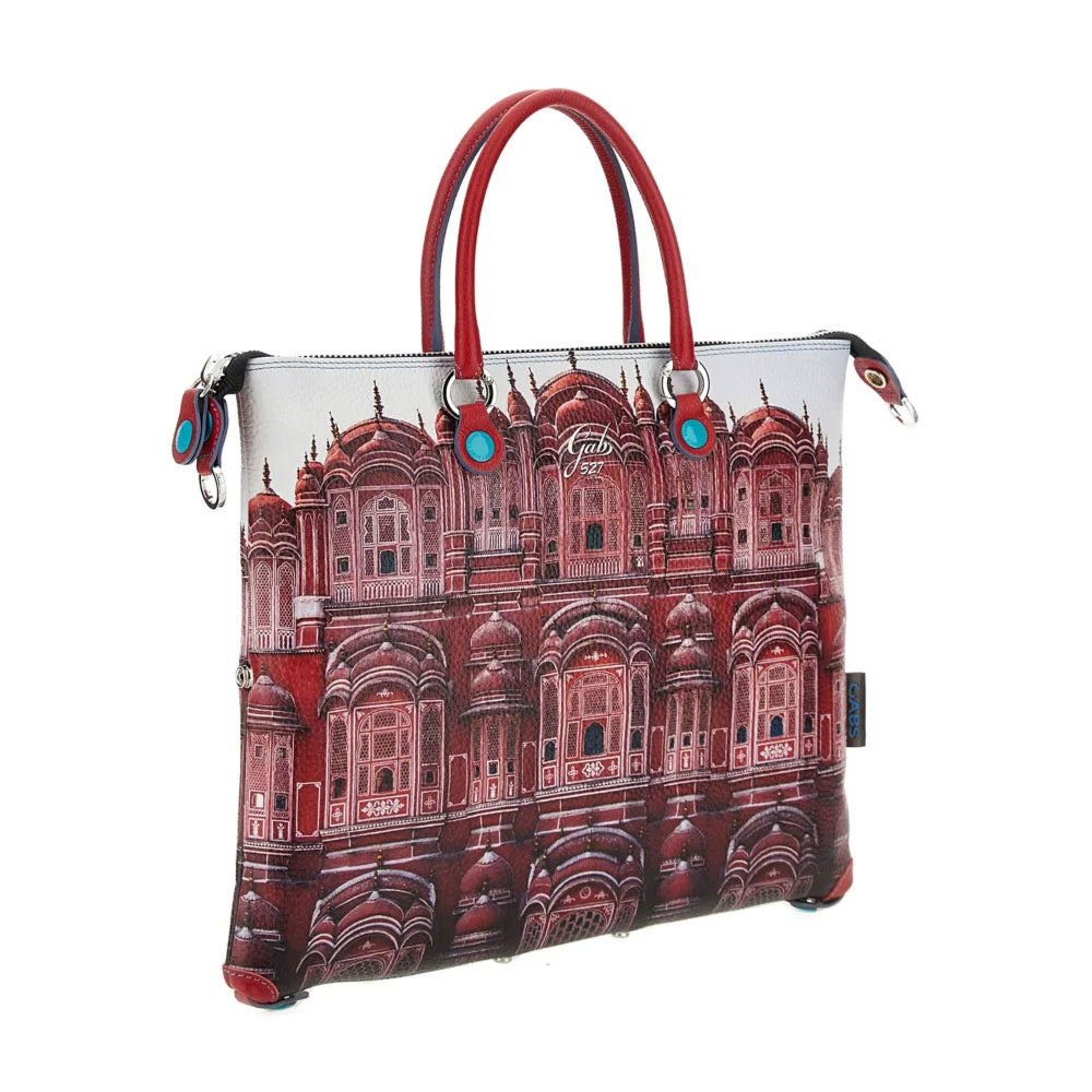 Borsa Donna a Mano con Tracolla GABS G3 PLUS Holiday in Pelle stampa Rosso Jaipur Large