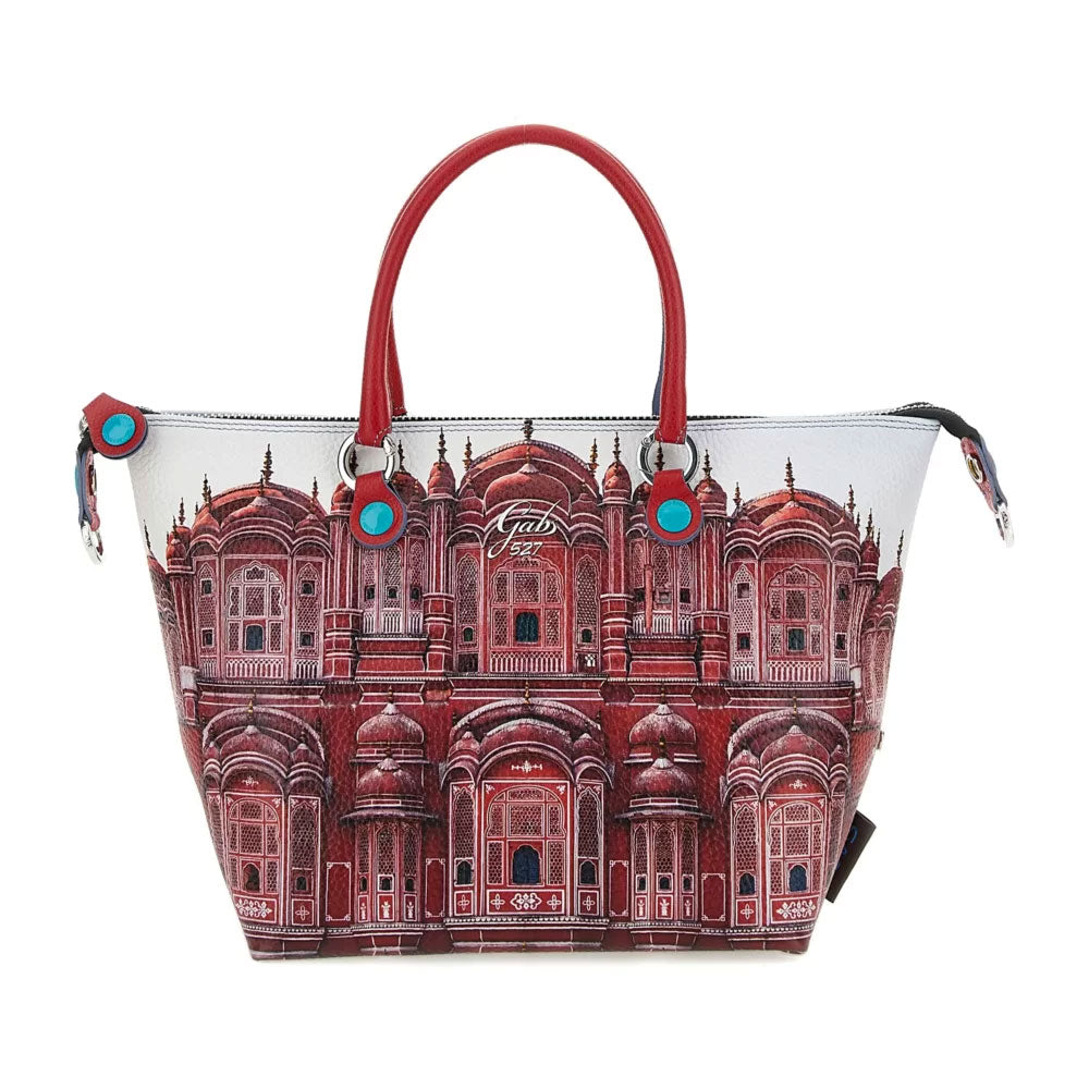 Borsa Donna a Mano con Tracolla GABS G3 PLUS Holiday in Pelle stampa Rosso Jaipur Large