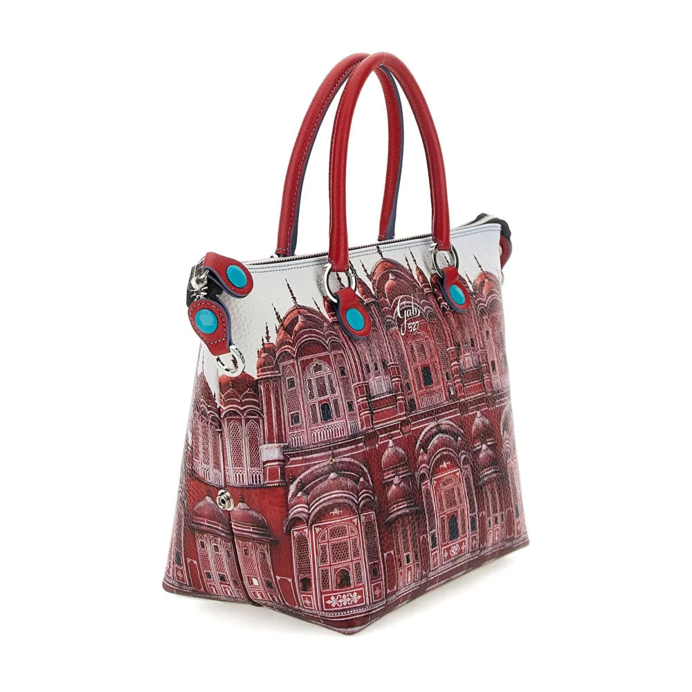Borsa Donna a Mano con Tracolla GABS G3 PLUS Holiday in Pelle stampa Rosso Jaipur Large