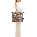 Borsa Donna a Mano con Tracolla GABS G3 PLUS Trasformabile in Pelle Patchwork stampa Fenicotteri Large