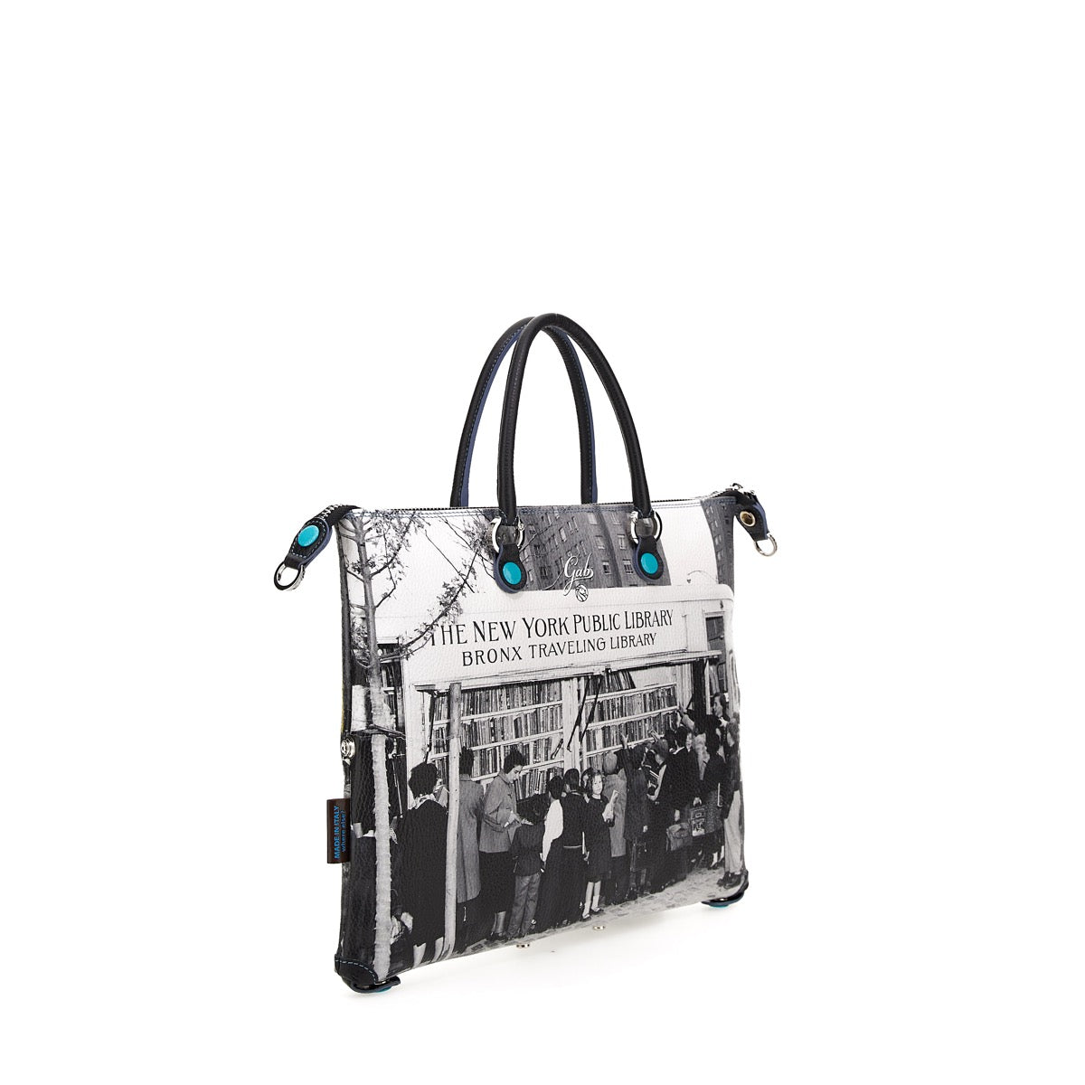 GABS G3 PLUS Wandelbare Damenhandtasche mit Schultergurt aus Leder mit Book Mobile-Medium-Print