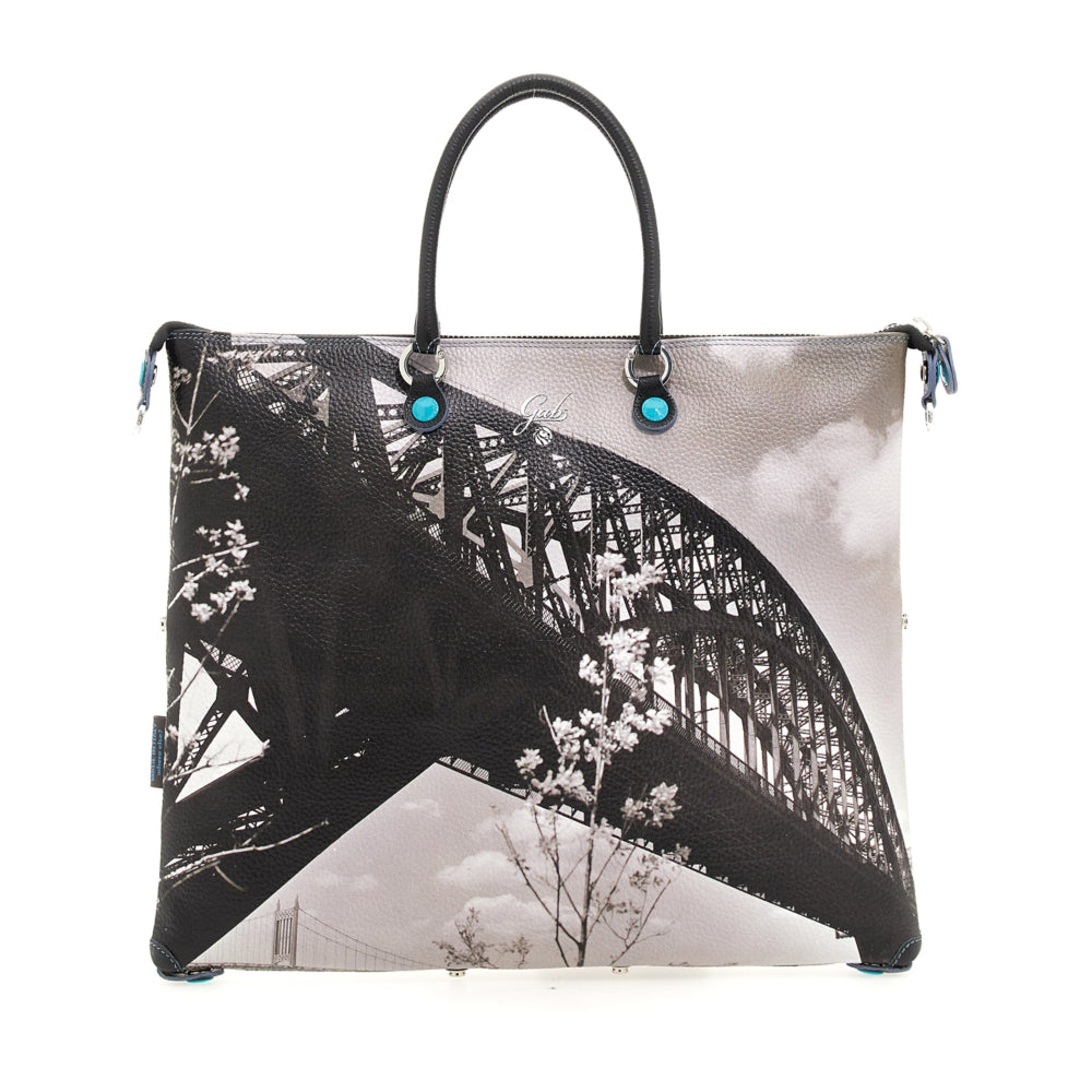 Borsa Donna a Mano con Tracolla GABS G3 PLUS Trasformabile in Pelle stampa Hell Gate Bridge Large