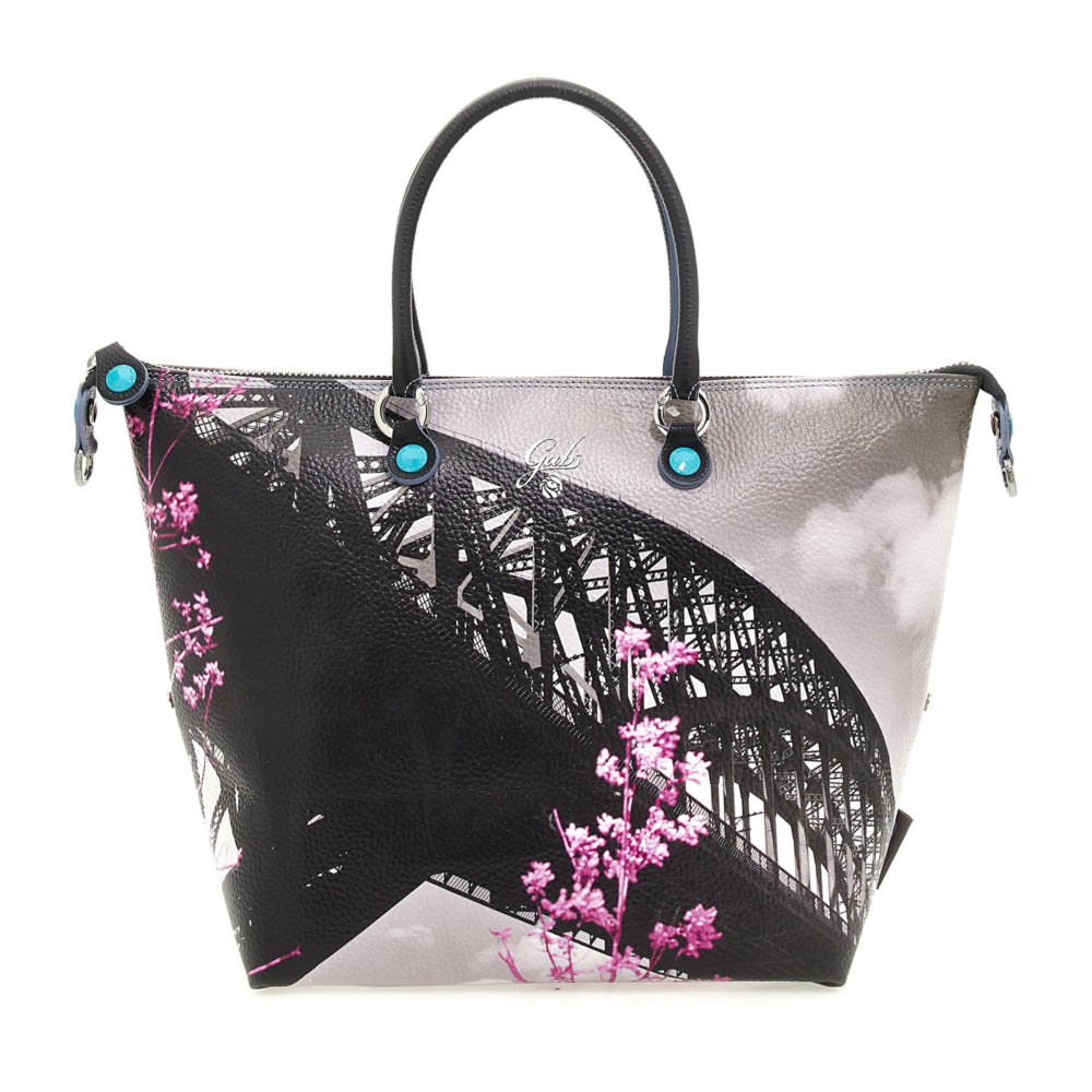 Borsa Donna a Mano con Tracolla GABS G3 PLUS Trasformabile in Pelle stampa Hell Gate Bridge Large