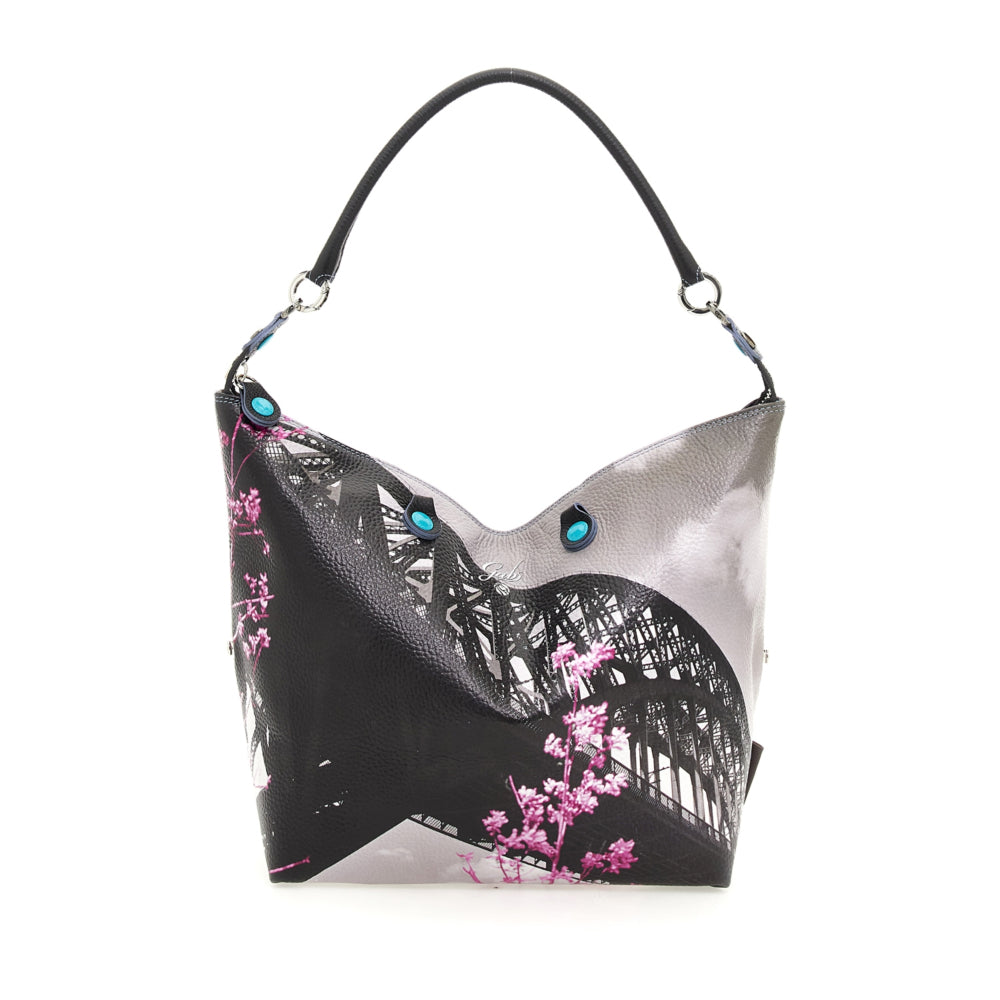 Borsa Donna a Mano con Tracolla GABS G3 PLUS Trasformabile in Pelle stampa Hell Gate Bridge Large
