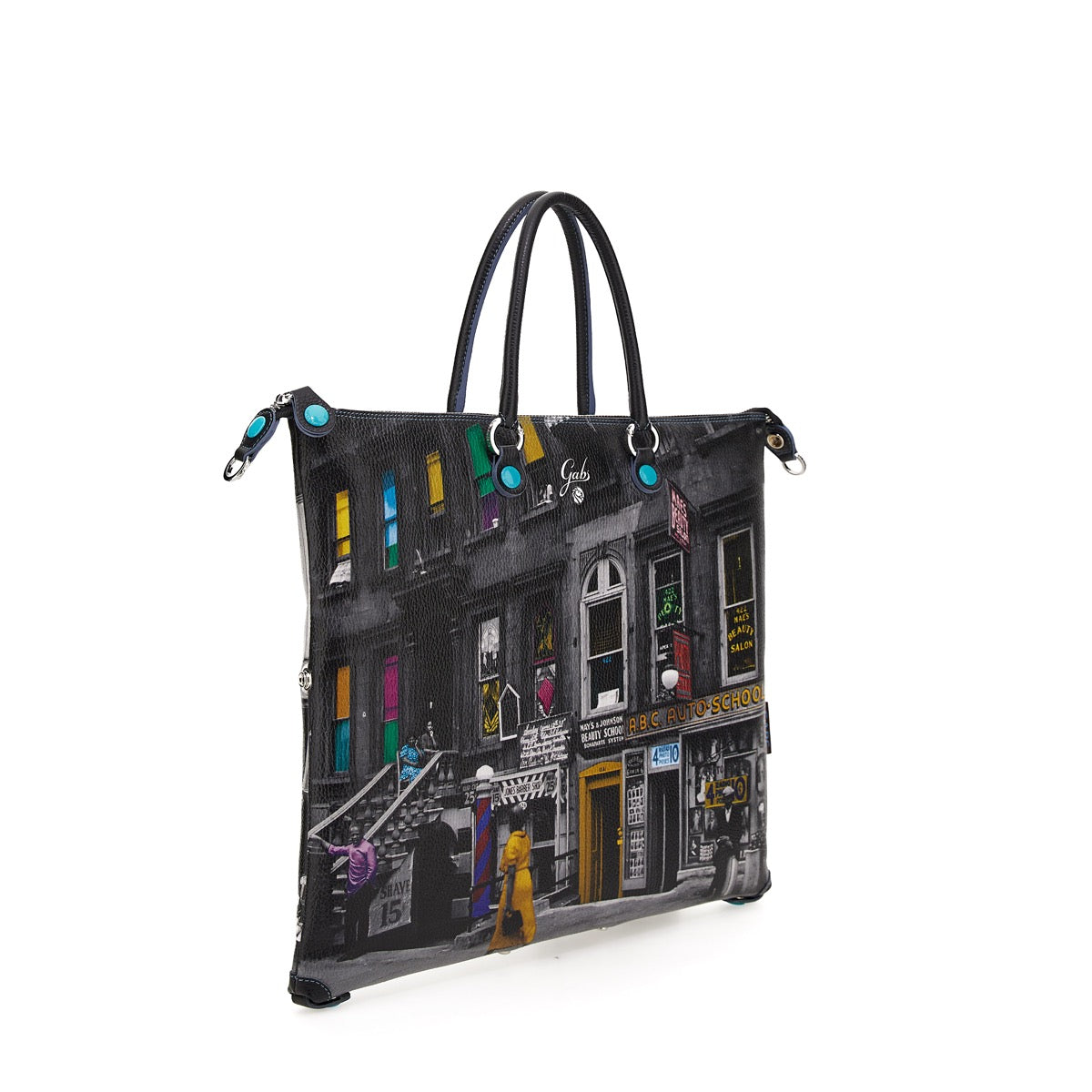 GABS G3 PLUS Wandelbare Damenhandtasche mit Schultergurt aus Leder mit Harlem Street-Großdruck