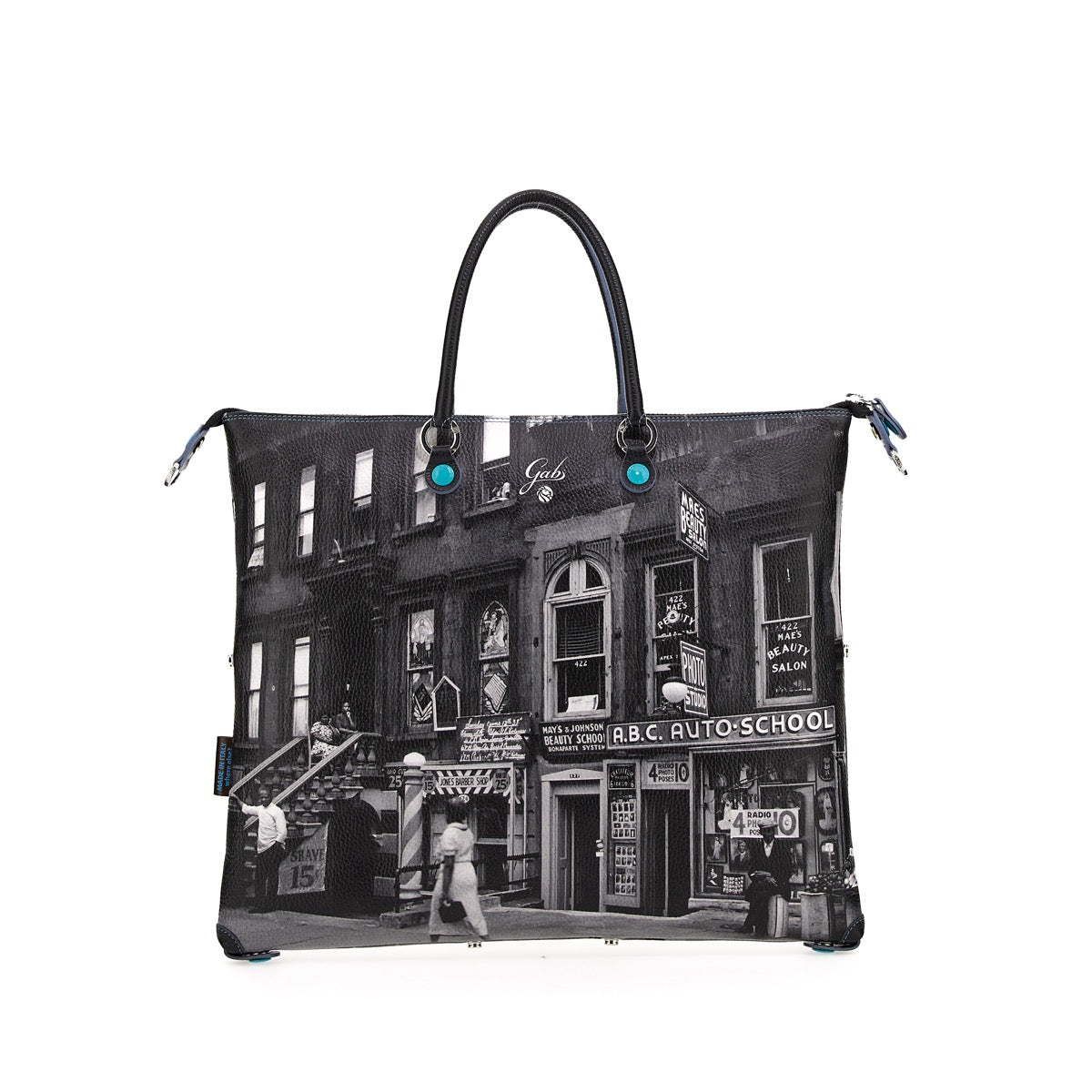 GABS G3 PLUS Wandelbare Damenhandtasche mit Schultergurt aus Leder mit Harlem Street-Großdruck