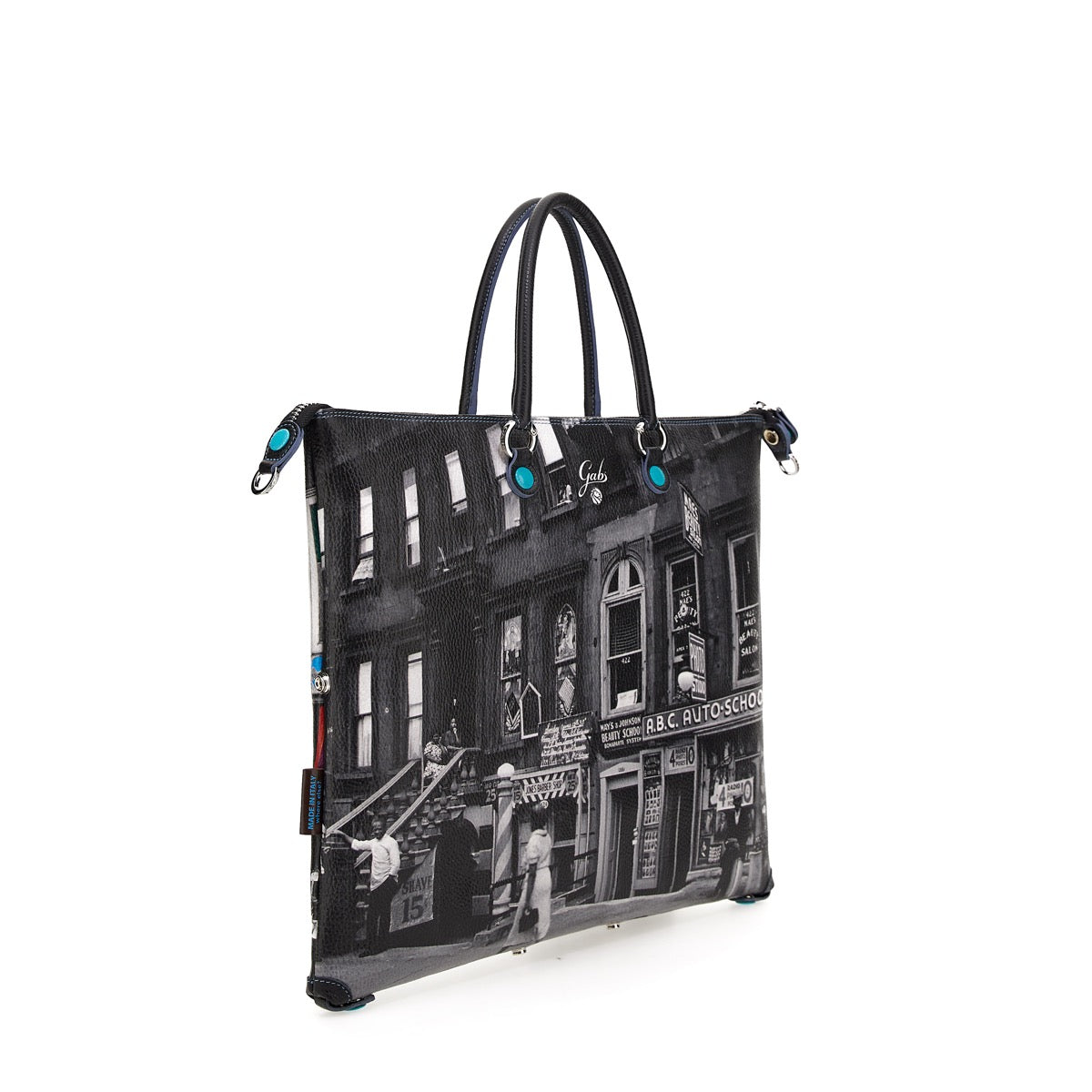 GABS G3 PLUS Wandelbare Damenhandtasche mit Schultergurt aus Leder mit Harlem Street-Großdruck