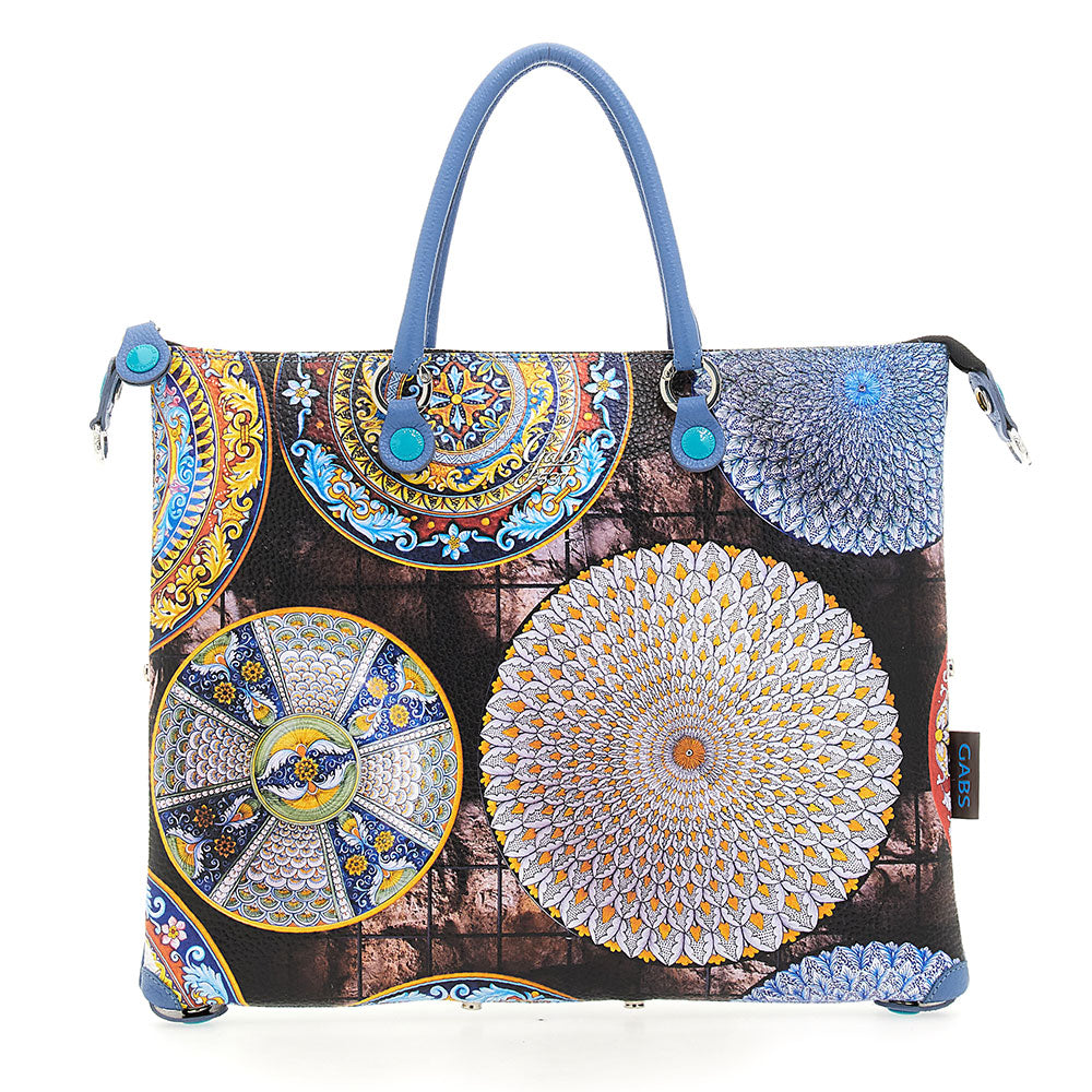GABS G3 PLUS Holiday Damenhandtasche mit Schultergurt aus Ravello Large Piatti bedrucktem Leder