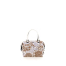 GABS G3 PLUS Holiday Damenhandtasche mit Schultergurt aus mittelbeigefarbenem Leder mit Pfingstrosenmuster