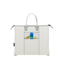 GABS G3 PLUS Holiday Damenhandtasche mit Schultergurt aus großem blauem Leder mit Porta-Print