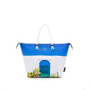 GABS G3 PLUS Holiday Damenhandtasche mit Schultergurt aus großem blauem Leder mit Porta-Print