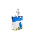 GABS G3 PLUS Holiday Damenhandtasche mit Schultergurt aus großem blauem Leder mit Porta-Print