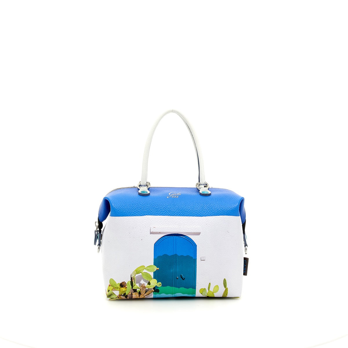 GABS G3 PLUS Holiday Damenhandtasche mit Schultergurt aus großem blauem Leder mit Porta-Print