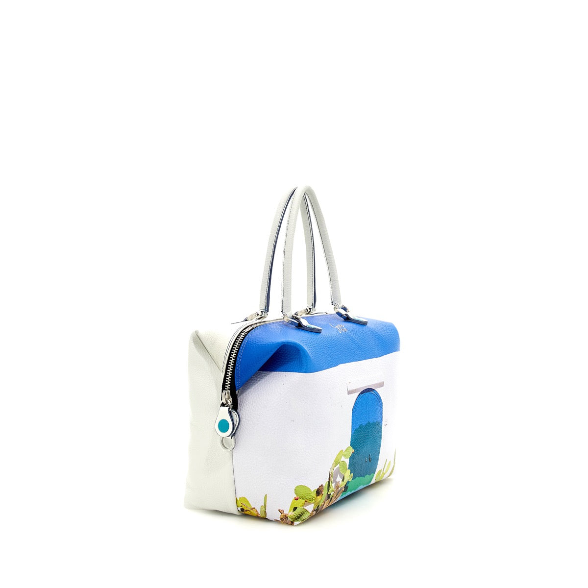 GABS G3 PLUS Holiday Damenhandtasche mit Schultergurt aus großem blauem Leder mit Porta-Print