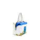 GABS G3 PLUS Holiday Damenhandtasche mit Schultergurt aus großem blauem Leder mit Porta-Print