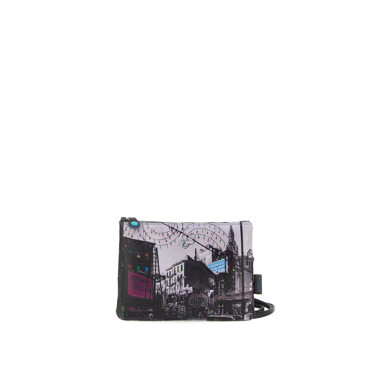 GABS Beyoncé-Clutch mit abnehmbarem Schultergurt aus Leder mit Eichen- und New Chambers Streets Media-Print