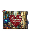 GABS Beyoncé-Clutch mit abnehmbarem Schultergurt aus Stoff mit Quartieri Spagnoli Napoli-Print