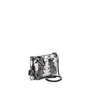 GABS Beyoncé-Clutch mit abnehmbarem Schultergurt aus Patchwork-Leder mit großem schwarz-weißem Profildruck