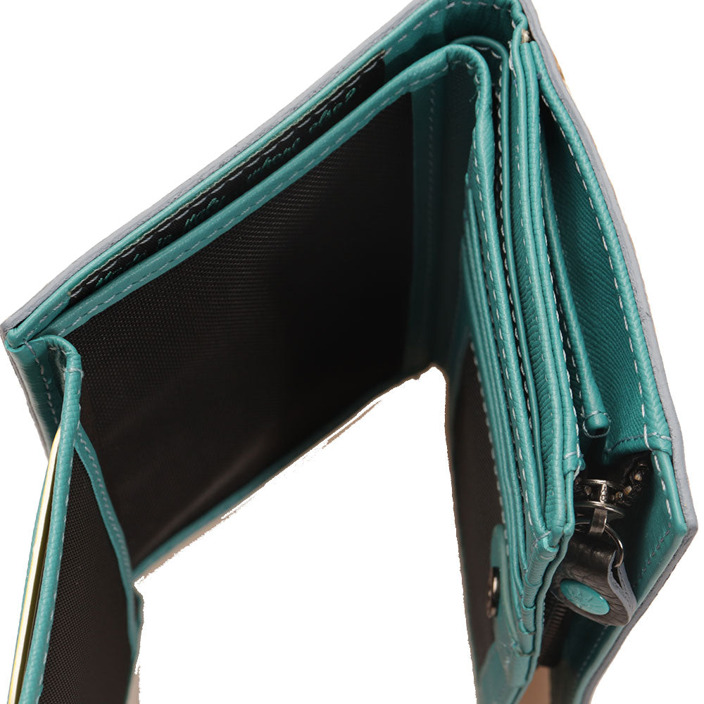 Damenbrieftasche mit Knopf GABS Gmoney14 aus Leder mit Rosendruck