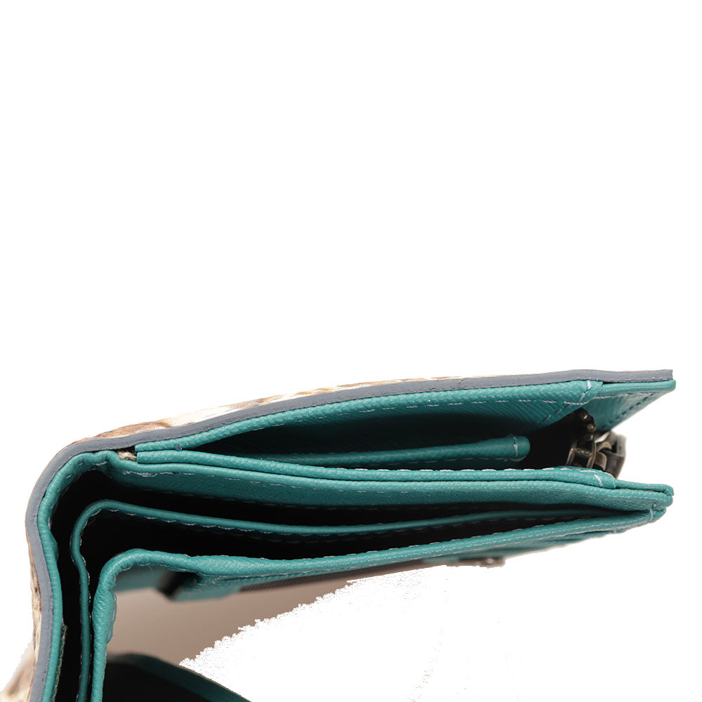 Damenbrieftasche mit Knopf GABS Gmoney14 aus Leder mit Rosendruck