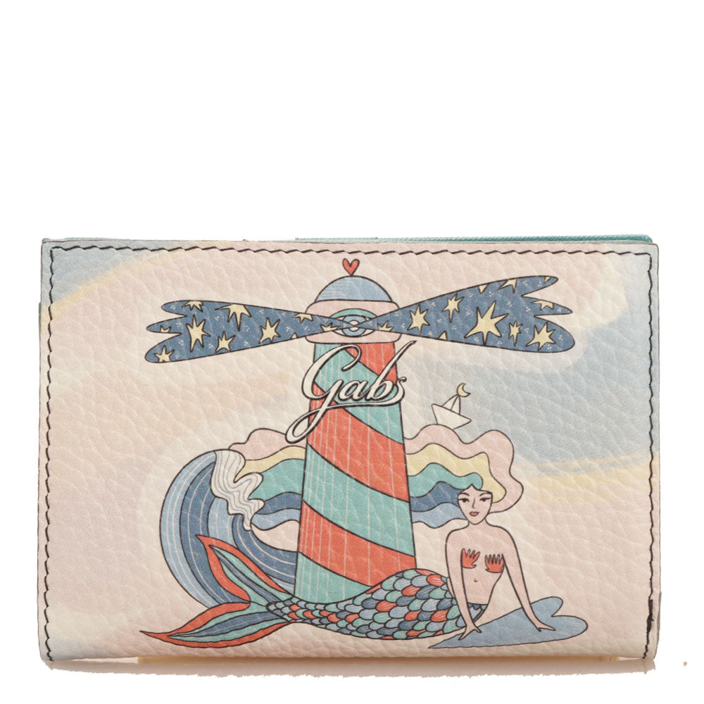 Damenbrieftasche mit GABS Gmoney14 Lab-Knopf aus Leder mit „Follow Your Light“-Aufdruck