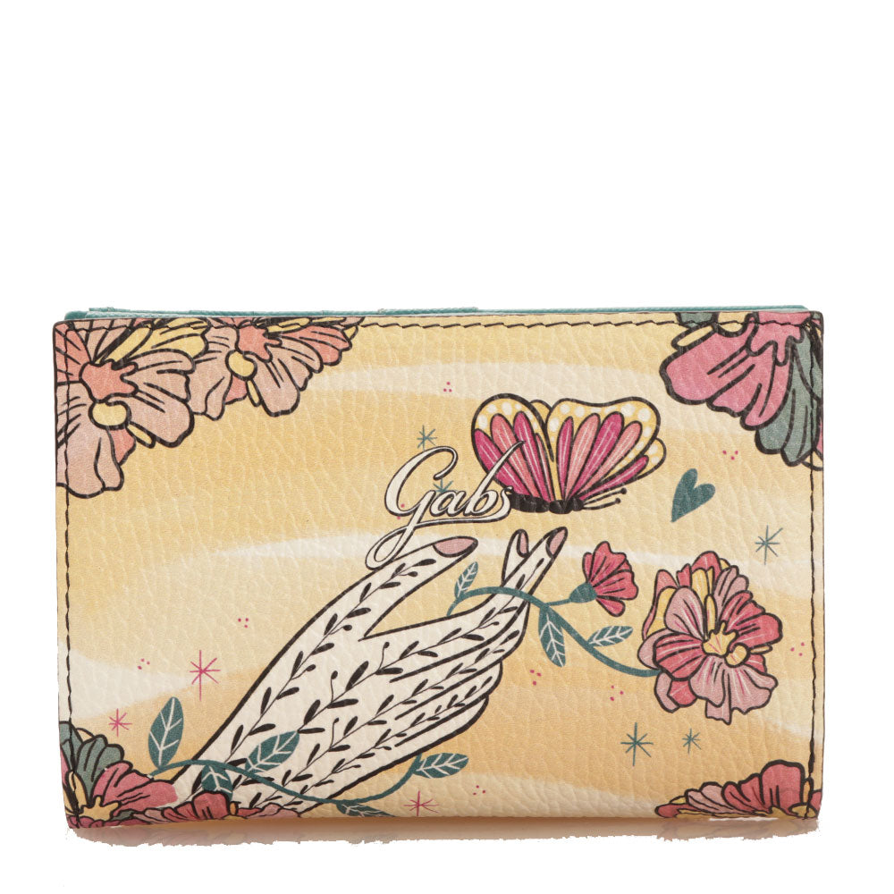 Damenbrieftasche mit Knopf GABS Gmoney14 Lab aus Leder mit Vola-Print