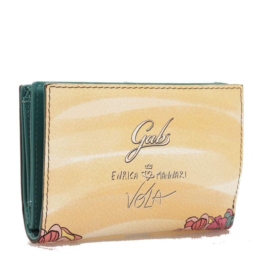 Damenbrieftasche mit Knopf GABS Gmoney14 Lab aus Leder mit Vola-Print