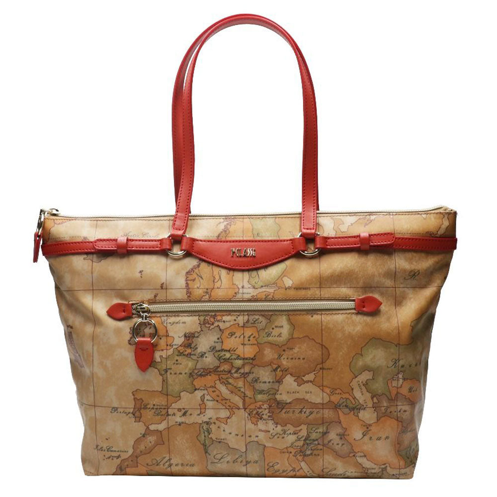 Borsa Donna Shopping a Spalla 1A Classe Alviero Martini Linea Soft Sound Geo Classic e Rosso Corallo GQ59