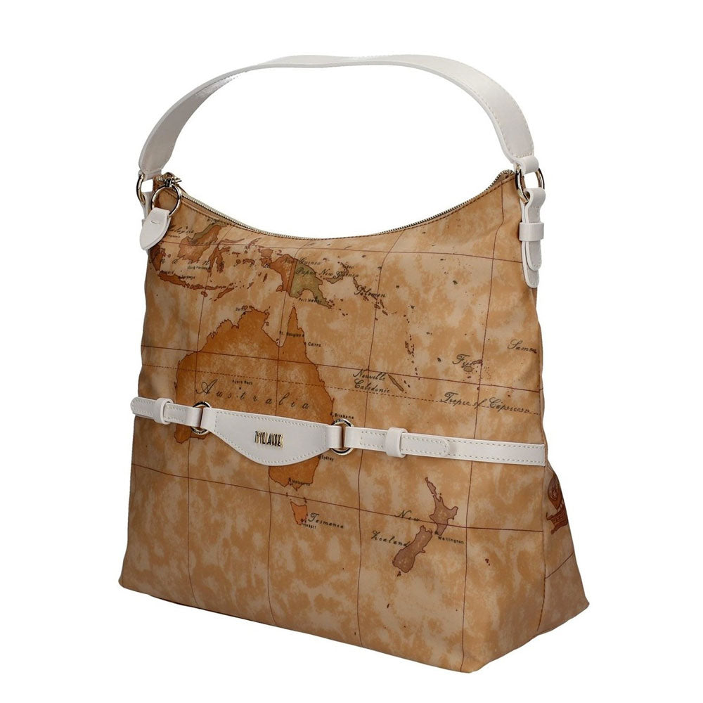 Borsa Donna Hobo a Spalla 1A Classe Alviero Martini Linea Soft Sound Geo Classic e Bianco GQ60